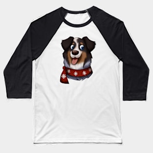 Cute Australian Shepherd Drawing Baseball T-Shirt